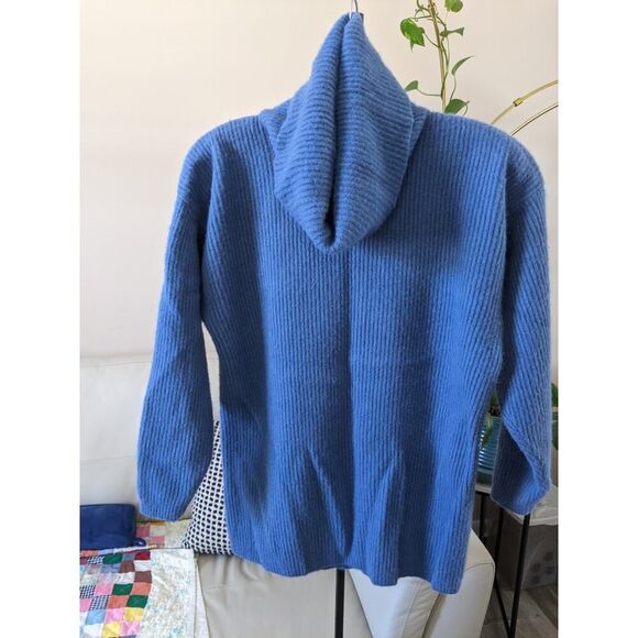 Vintage 70% wool 20% angora  blue cowl neck sweater - Picture 1 of 7
